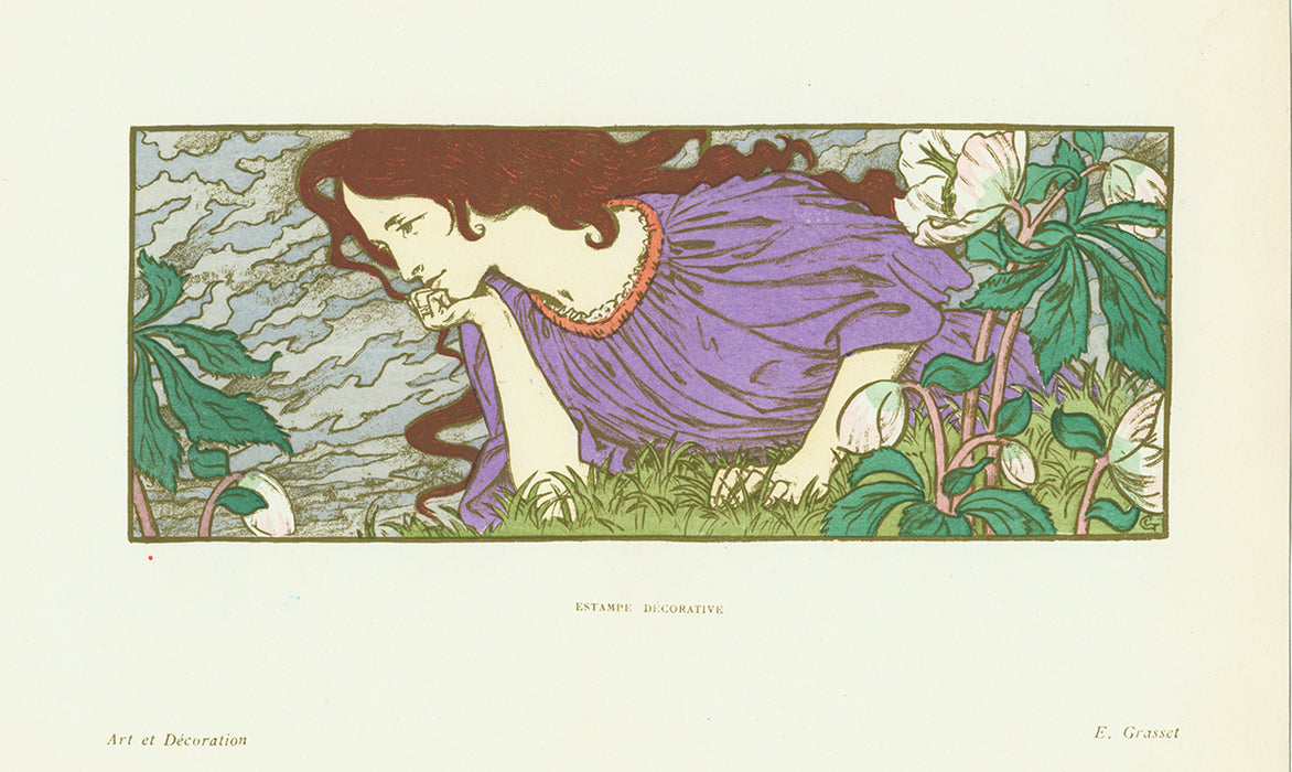 Color lithograph - by GRASSET, Eugene - titled: Anxiousness