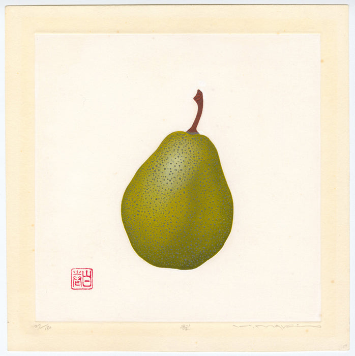 Color woodcut - by MAKI, Haku - titled: Pear