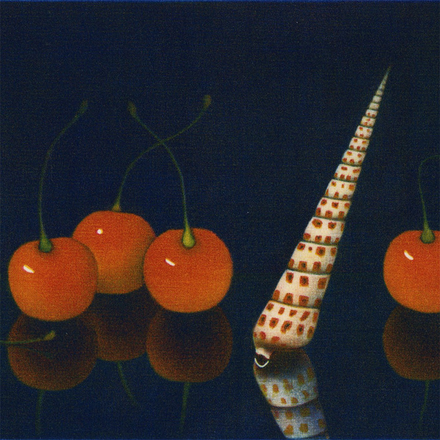 Nobuo Sato - Nobuo Satoh - 佐藤暢男 - Cherries and Shell - color mezzotint - detail
