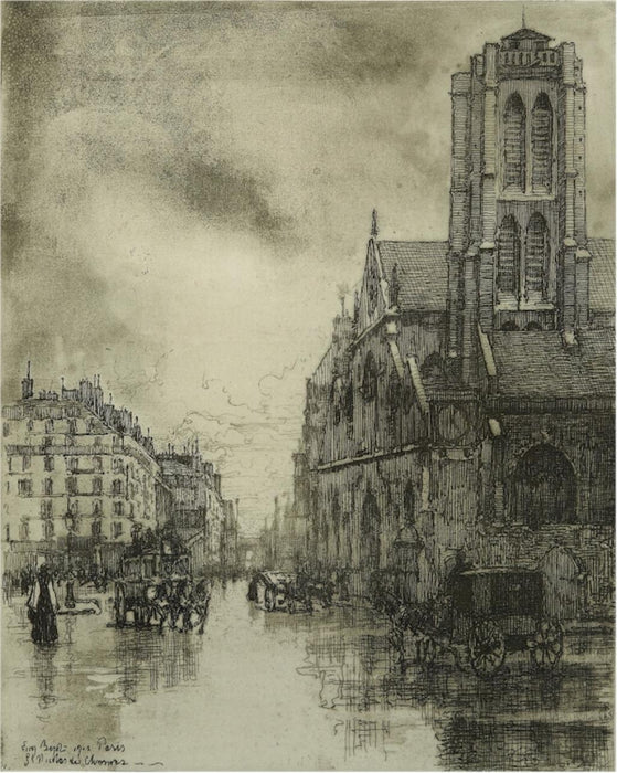 Etching and aquatint - by BEJOT, Eugene - titled: St-Nicolas-des-Champs