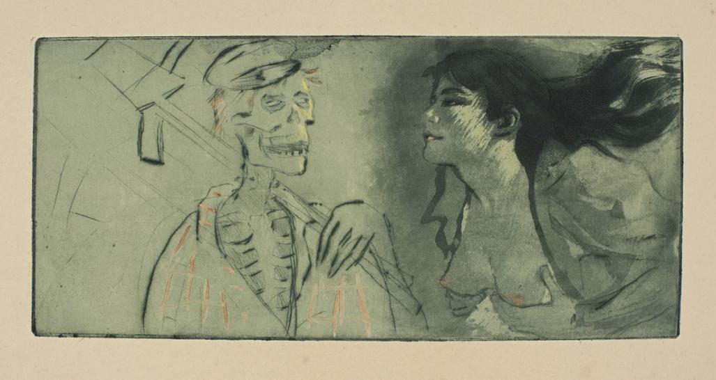 Etching, aquatint and drypoint - by LEGRAND, Louis - titled: La Mort n'a pas Faim 2