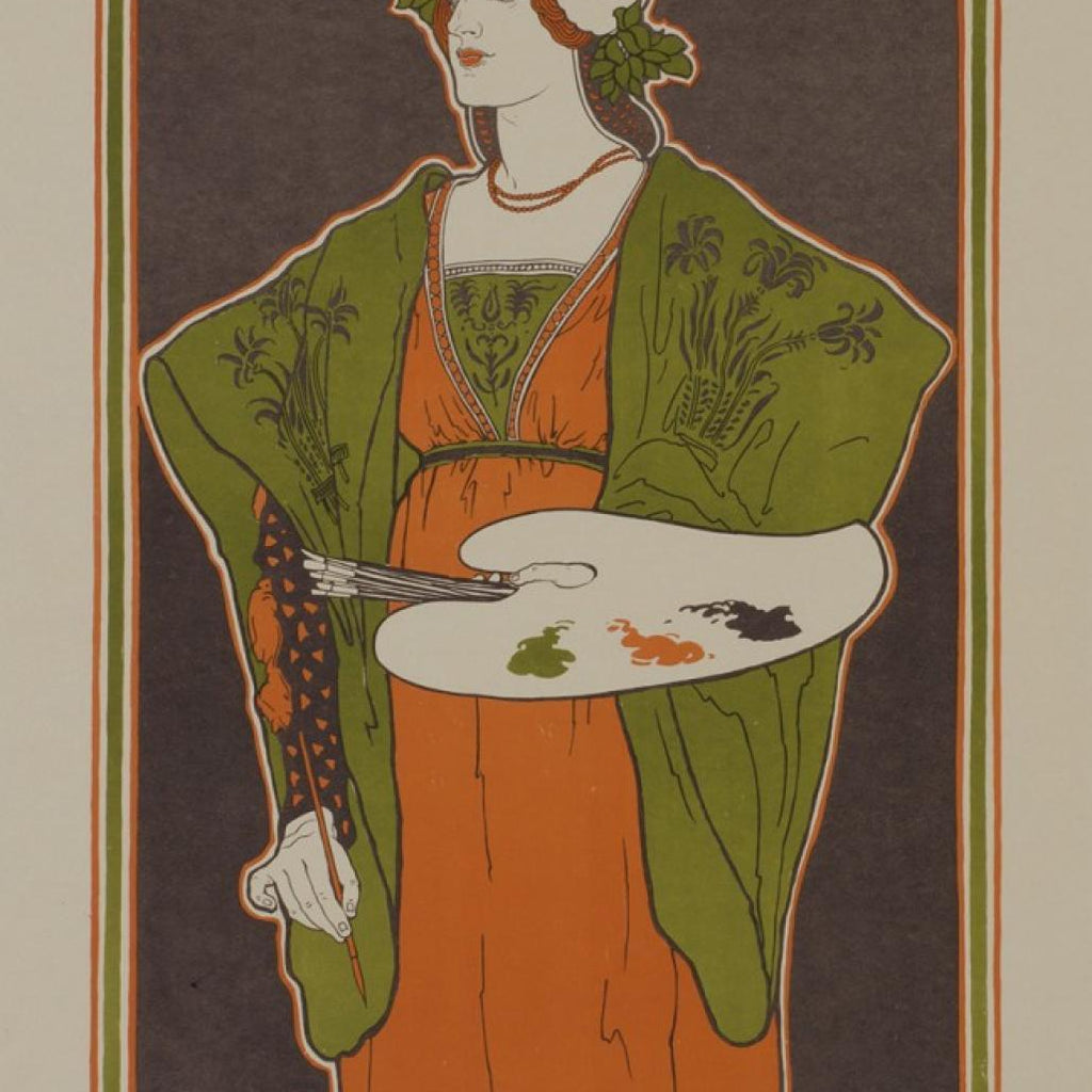 Louis Rhead - Salon des Cents - Women painter with palette - deluxe edition with signature