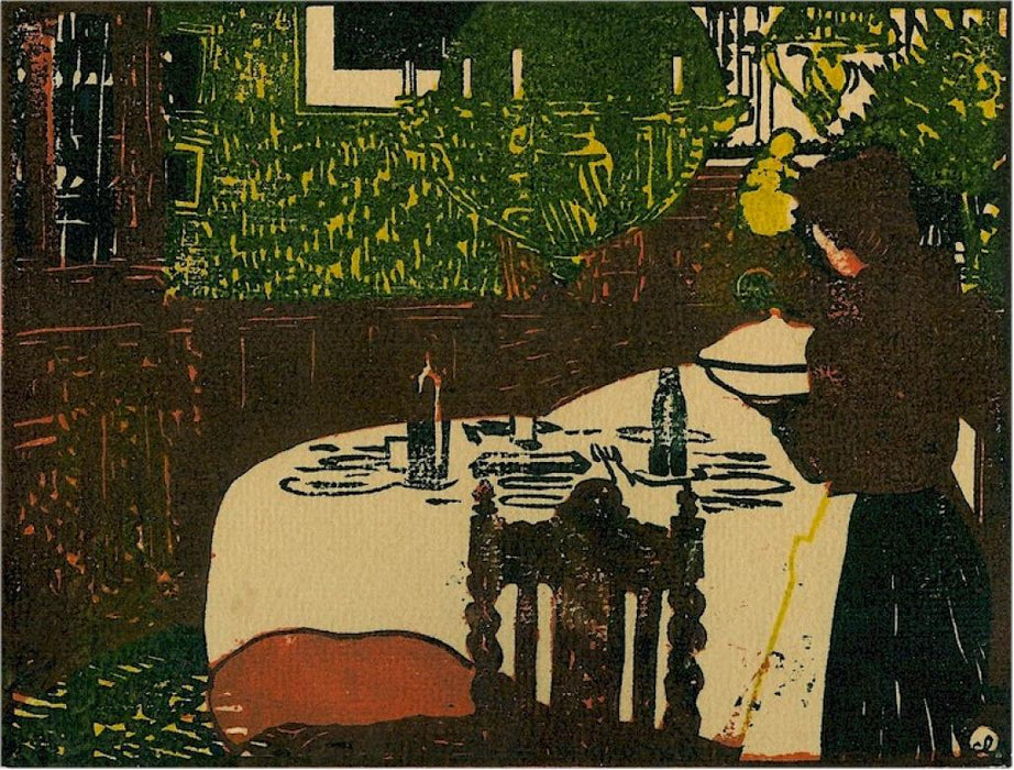 Woodcut - by LABOUREUR, Jean-Emile - titled: The Soup