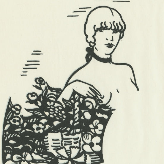 Woodcut - by LABOUREUR, Jean-Emile - titled: Fan with the Florist