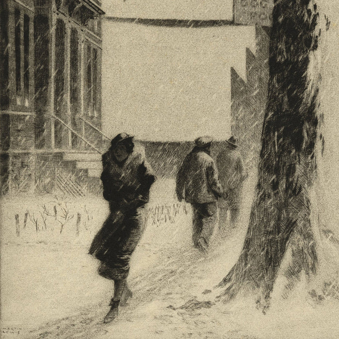 Drypoint - by LEWIS, Martin - titled: Winter on White Street