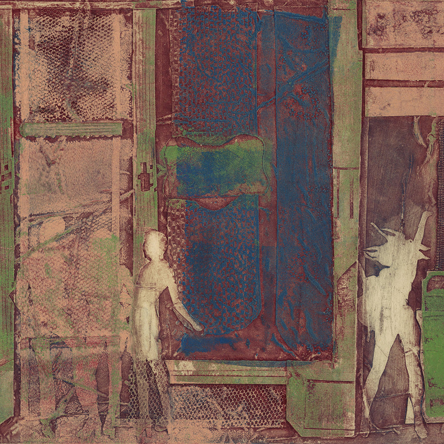 ANONYMOUS - 20th century American - Window Shopping - Color carborundum - collagraph - 1975 - detail