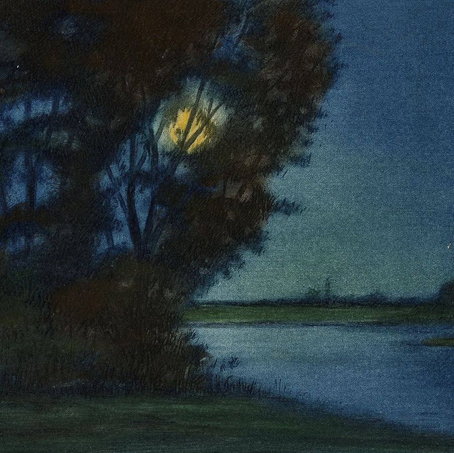 ANONYMOUS - The Hunters Moon - Color mezzotint and etching - Titled - Signed illegibly - detail