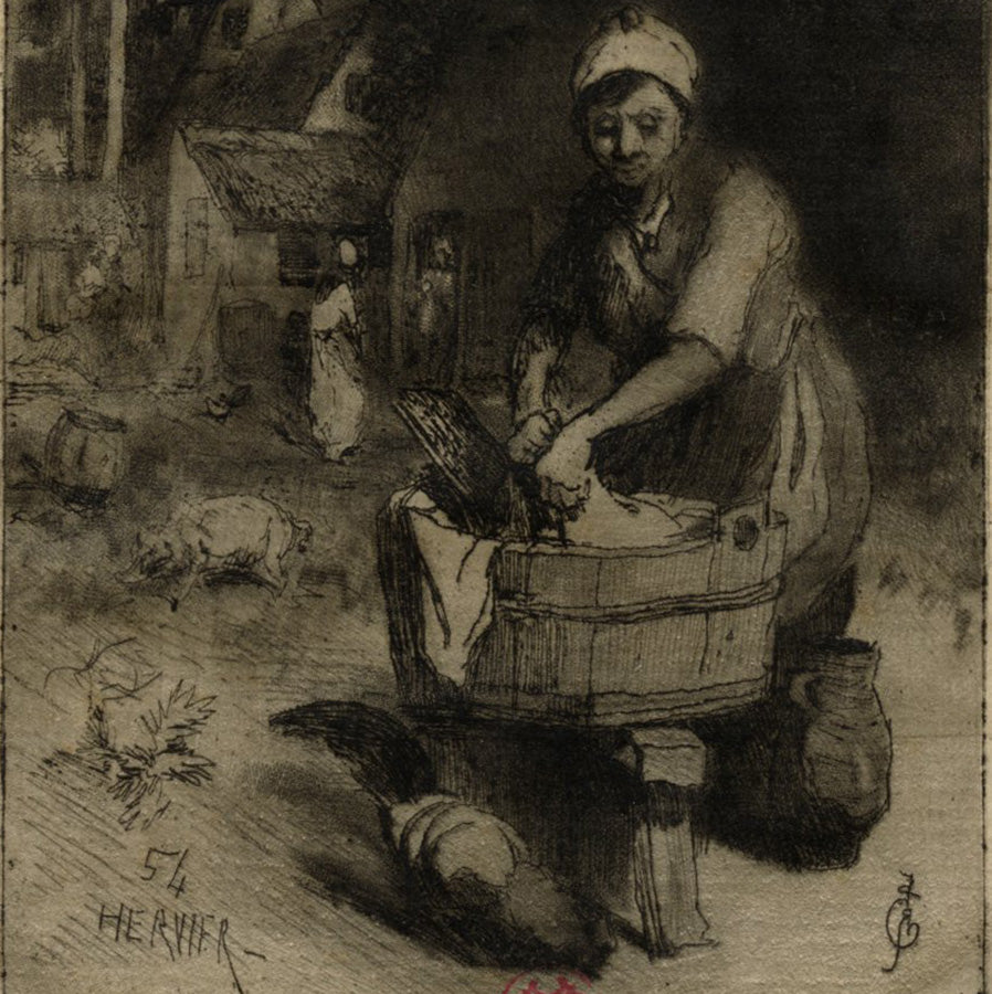 Adolphe HERVIER - Femme Lavant dans un Baquet - detail