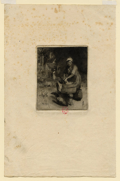 Adolphe HERVIER - Femme Lavant dans un Baquet - sheet