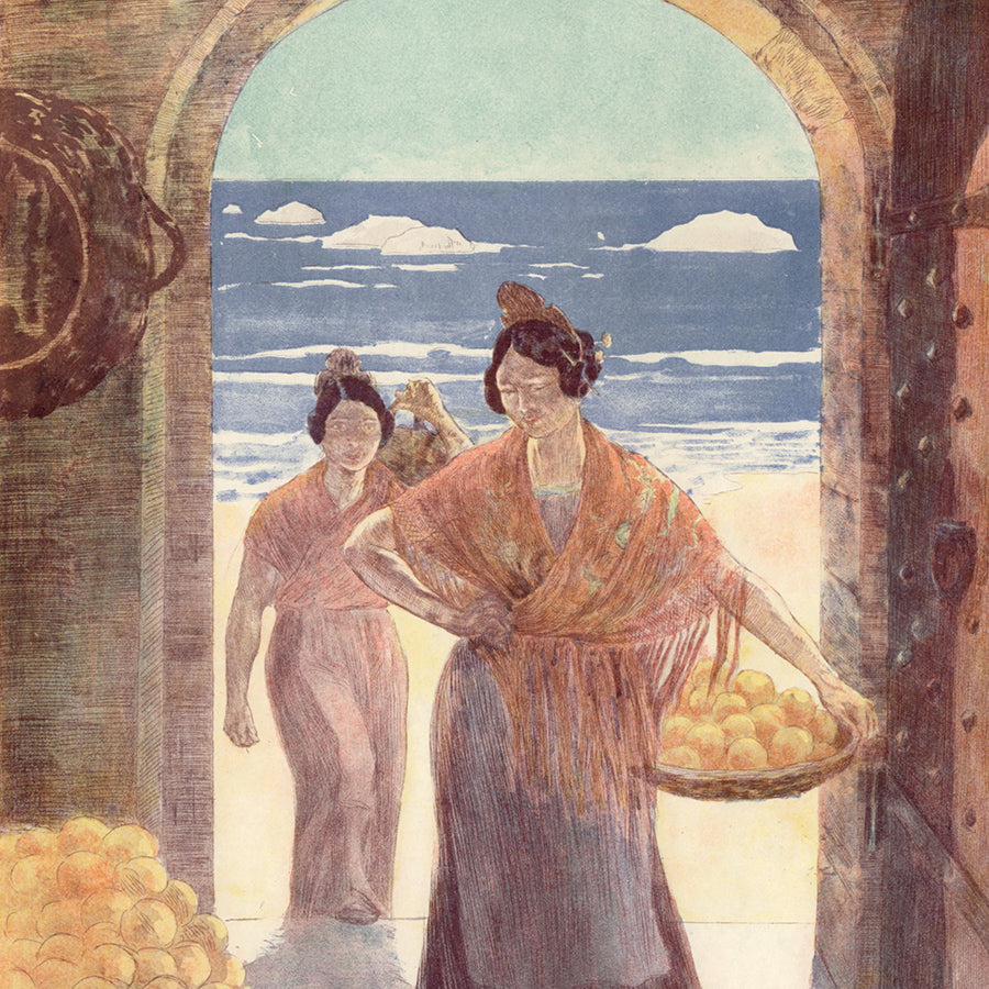 Alexandre LUNOIS - Femmes de Canamelar - Femmes de Valence - Color lithograph - 1902 detail
