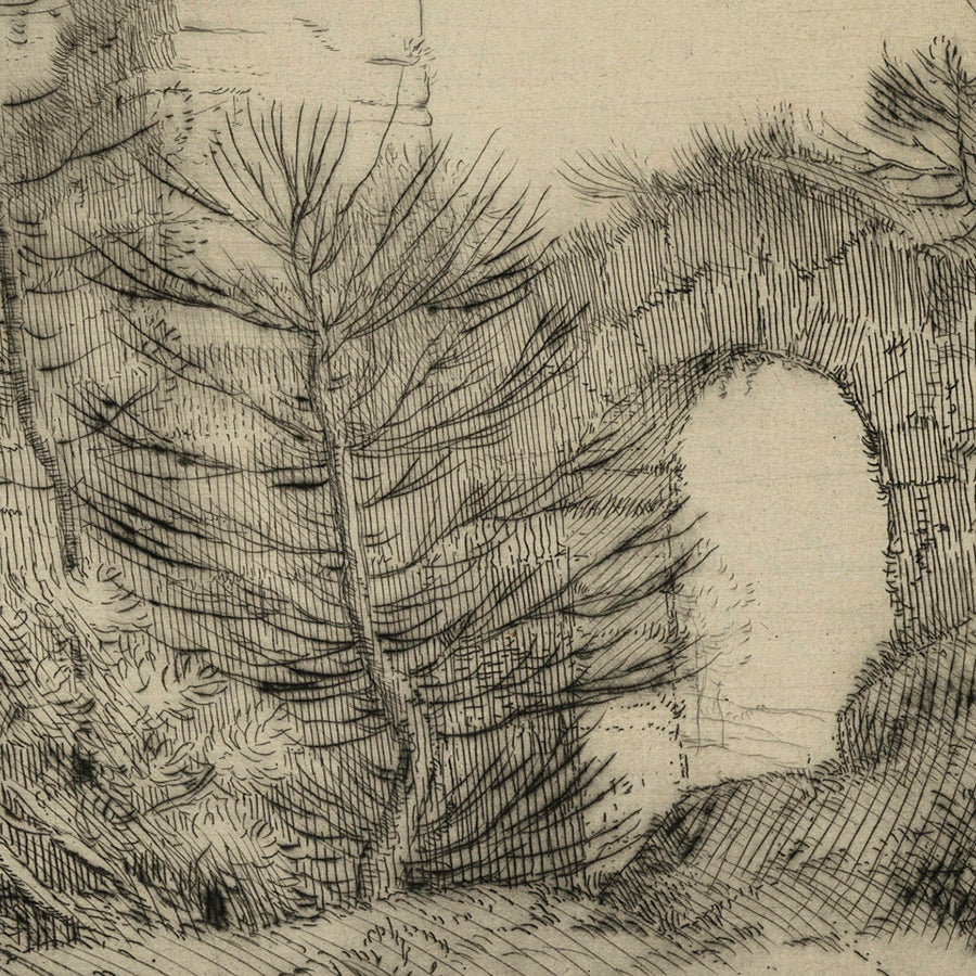 Alphonse LEGROS - Les Ruines du Monastère - Etching and drypoint - detail