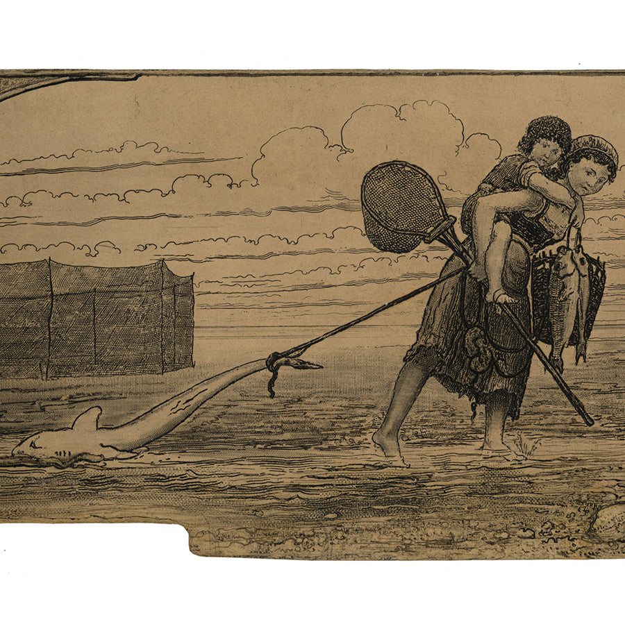 Arthur Henri Lefort des Ylouses - Pecheuse a l'Enfant Tirant un Requin - shark fishing - detail