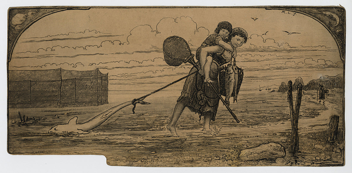 Arthur Henri Lefort des ylouses - Fisherwoman with her Child Hauling a Shark - main 