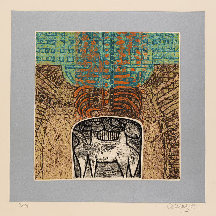 Arun Bose - Two-Headed Horse in Temple Garden -  Color intaglio viscosity print 