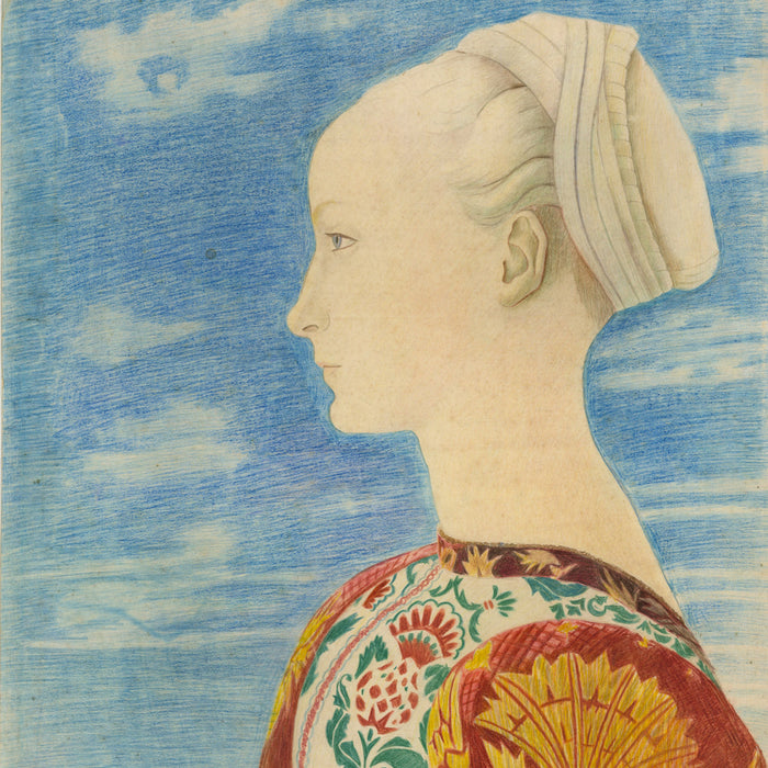 August MOSCA - Profile Portrait of a Young Lady - Colored pencil and graphite - 1941 - detail