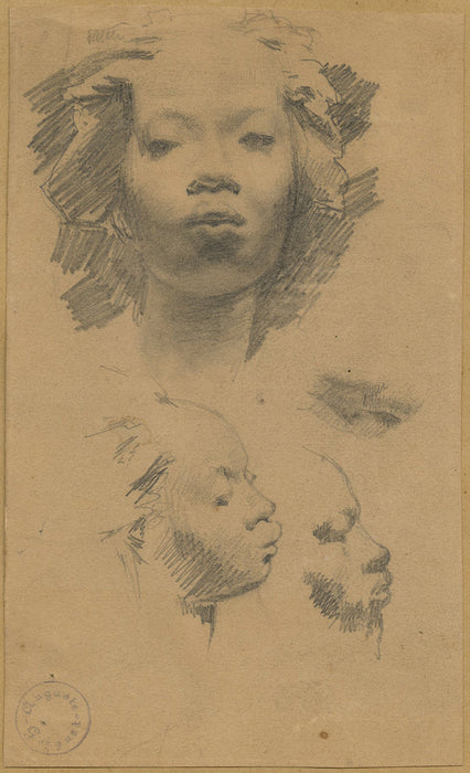 Auguste-Francois Gorguet - Etude, Trois Têtes d'Africaine - main 