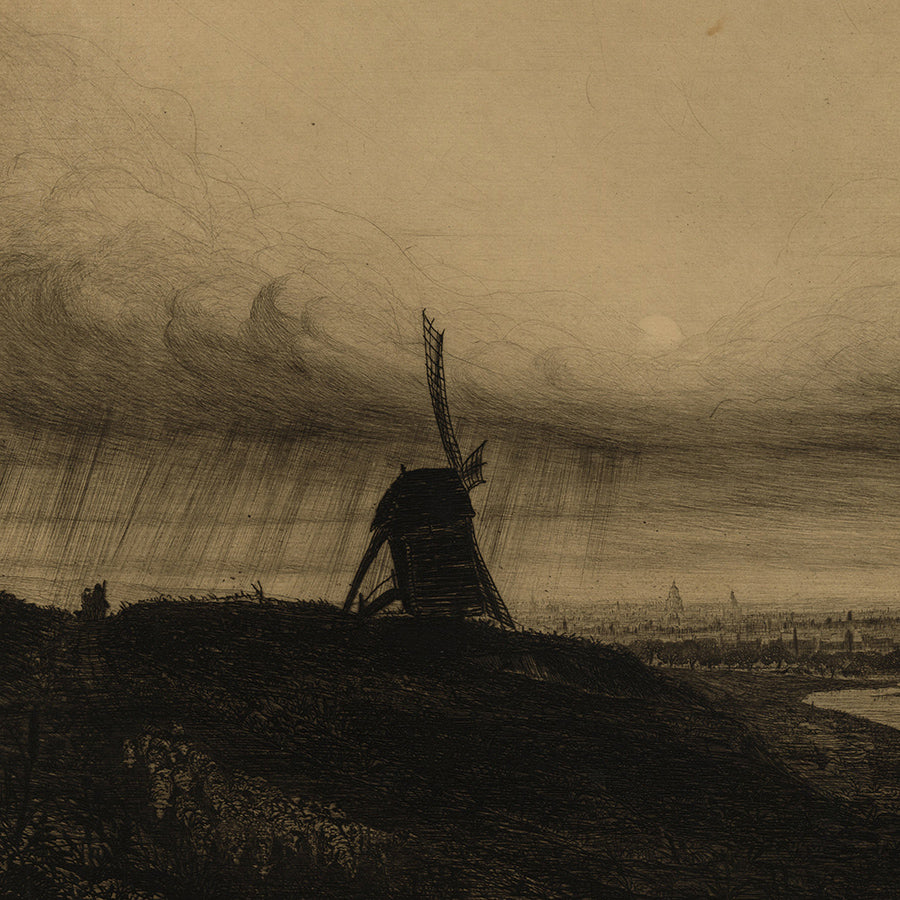 Auguste DELATRE - L’Orage - The Storm -  Etching in brown-black ink - 1871 - detail
