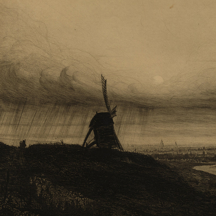 Auguste DELATRE - L’Orage - The Storm -  Etching in brown-black ink - 1871 - detail