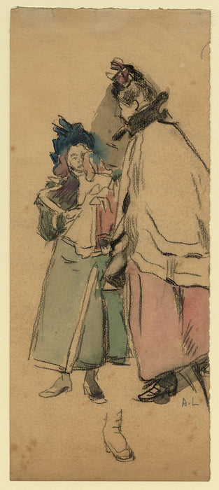 Auguste Lepere - Une Mère et Sa Fille dans la Neige - main 