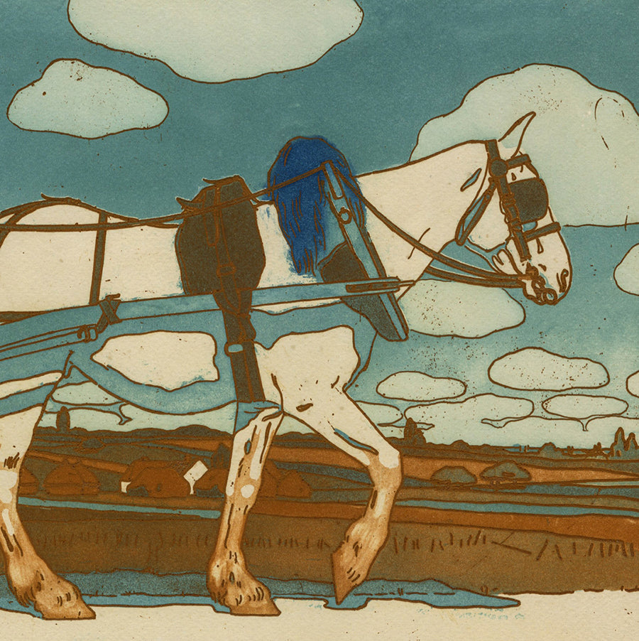 Bernard BOUTET de MONVEL - La Charrette - Color soft-ground etching and aquatint - 1906