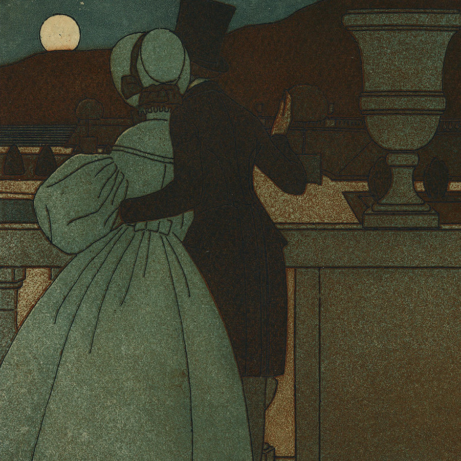 Bernard Boutet de Monvel - Clair de Lune à Versailles - Color aquatint - detail