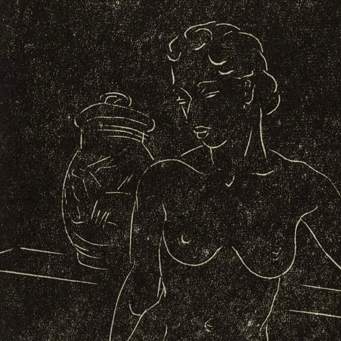Betram REIBEL - Figure Study - Wood engraving on thin wove Japan paper - 1962 - detail
