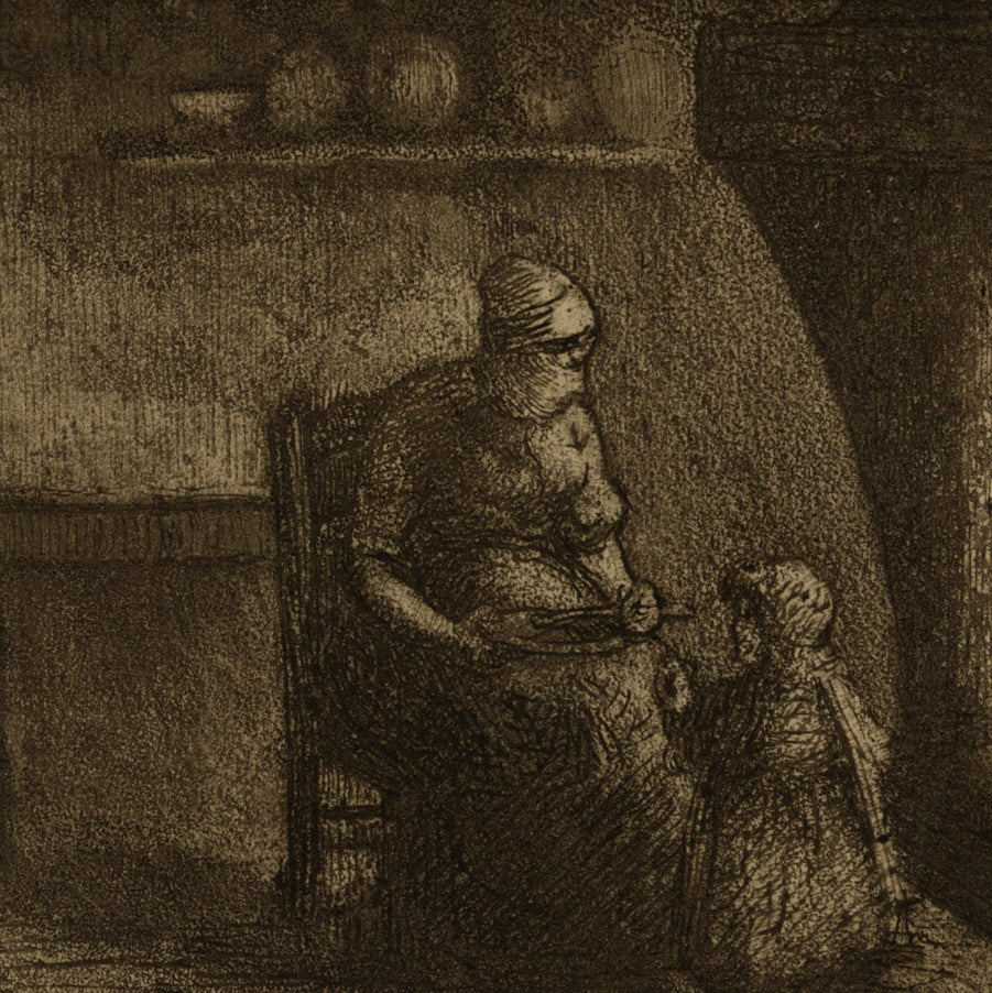 Camille Pissarro - Paysanne donnant a manger a un enfant - detail