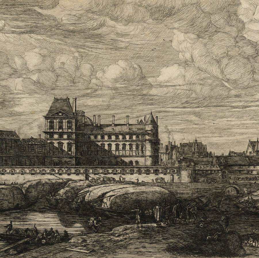 Charles MERYON - L'Ancien Louvre apres une Peinture de Zeeman de 1651 - detail
