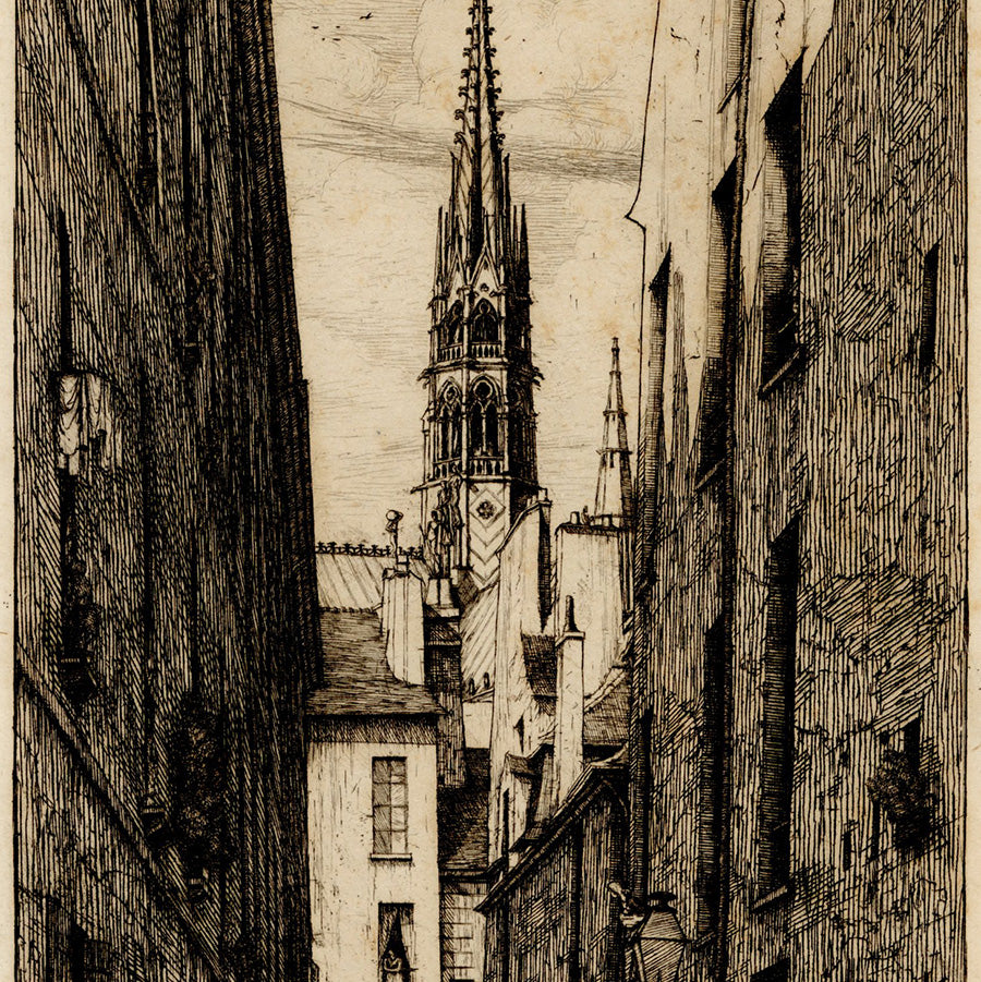 Charles Meryon - Rue des Chantres - View of Notre Dame - detail