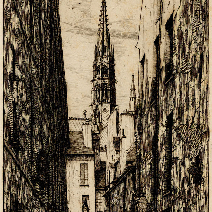 Charles Meryon - Rue des Chantres - View of Notre Dame - detail