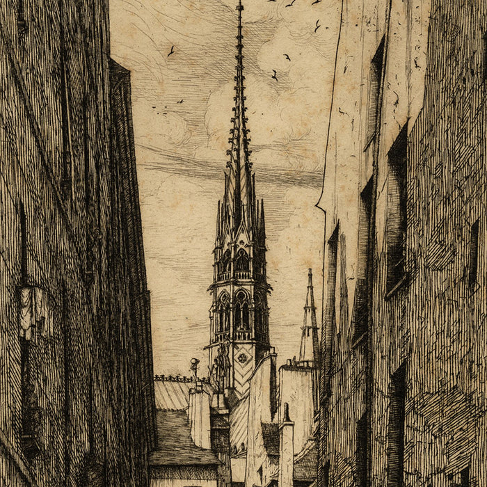 Charles MERYON - Rue des Chantres - View of Notre Dame - detail