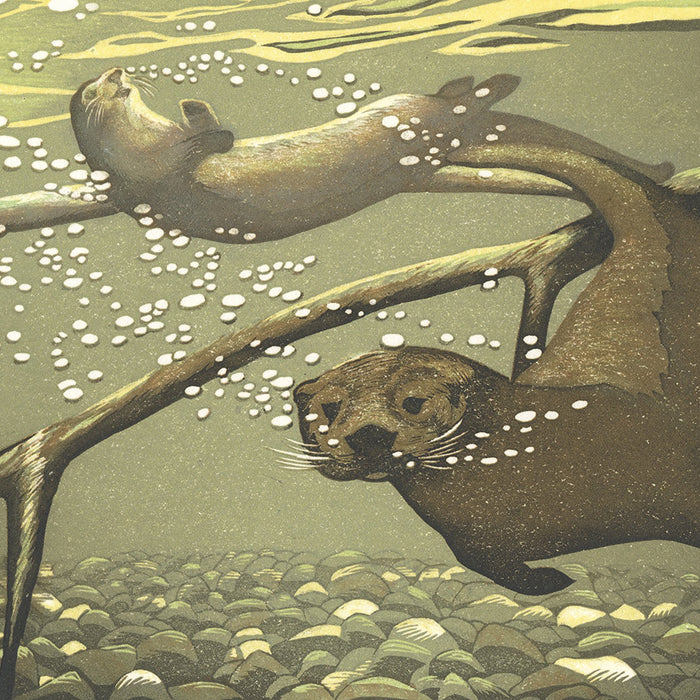 Diane SANDALL - Ambient River - Six color reduction linocut - 2015 - detail