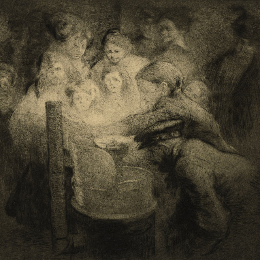 Edgar CHAHINE - Les Frites (petite planche) - Aquatint and drypoint in black ink - 1912 - detai