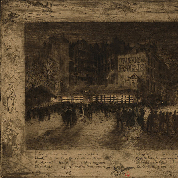 Felix Buhot - La Place des Martyrs et la Taverne du Bagne - BG163 - collection Marcel et Bernard Lecomte - detail