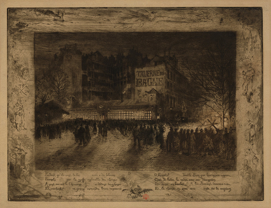 Felix Buhot - La Place des Martyrs et la Taverne du Bagne - main 
