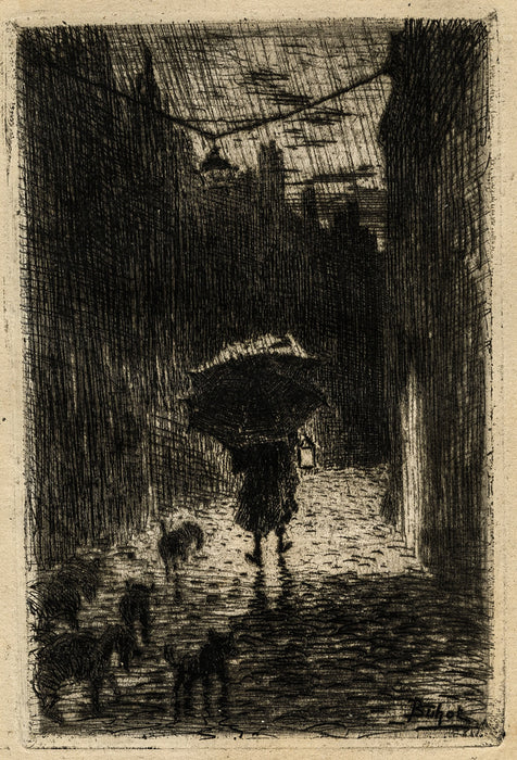 Felix Buhot - Rain and Umbrella - main 