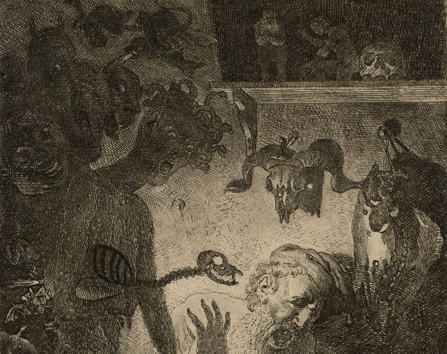 Etching - by CORMON, Fernand - titled: Le Cauchemar