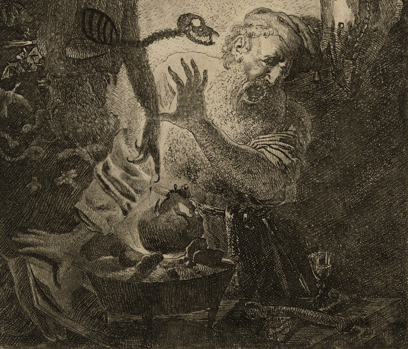 Etching - by CORMON, Fernand - titled: Le Cauchemar