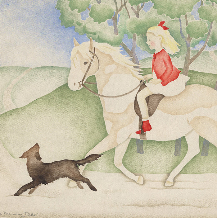 Florence Lavina Sampson - Morning Ride - little red riding hood - WPA print - detail