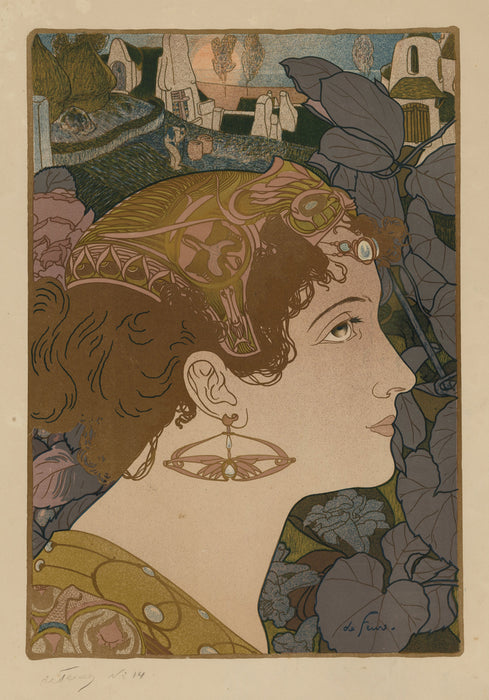 Georges De feure - Profile of a Woman with an Art Nouveau Earring - main 