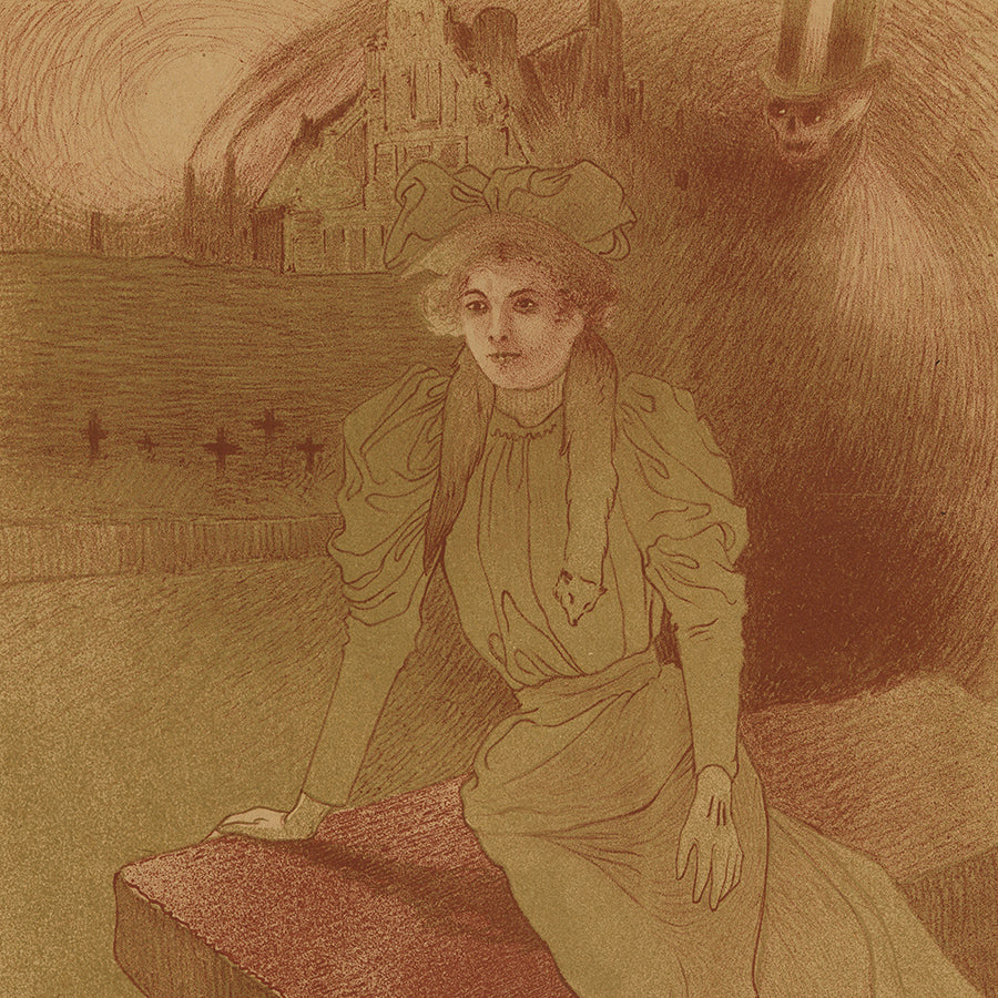 Georges de FEURE - L'Amant Fatal or Jeune Femme et la Mort - Fatal Love or Young Woman and Death - Color lithograph - circa 1895 - detail