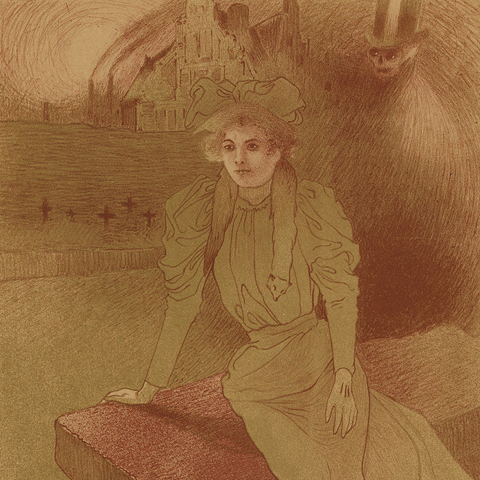 Georges de FEURE - L'Amant Fatal or Jeune Femme et la Mort - Fatal Love or Young Woman and Death - Color lithograph - circa 1895 - detail