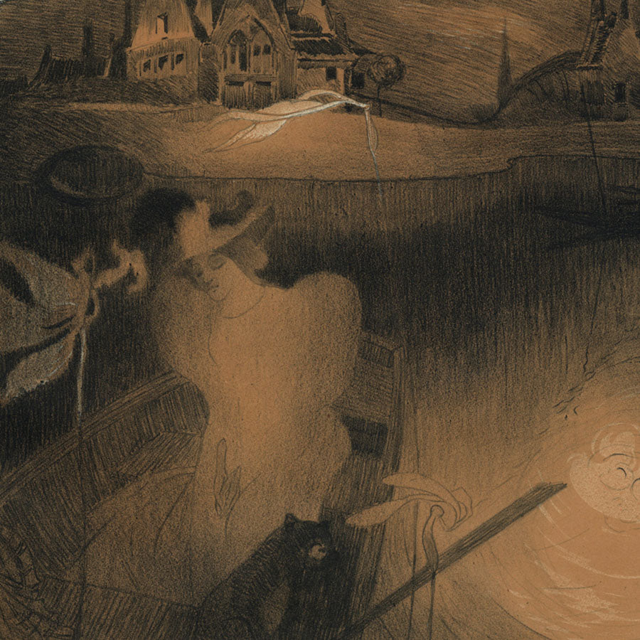 Georges de FEURE - Nocturnal Landscape - Le Paysage Nocturne - Lithograph - 1899 - detail