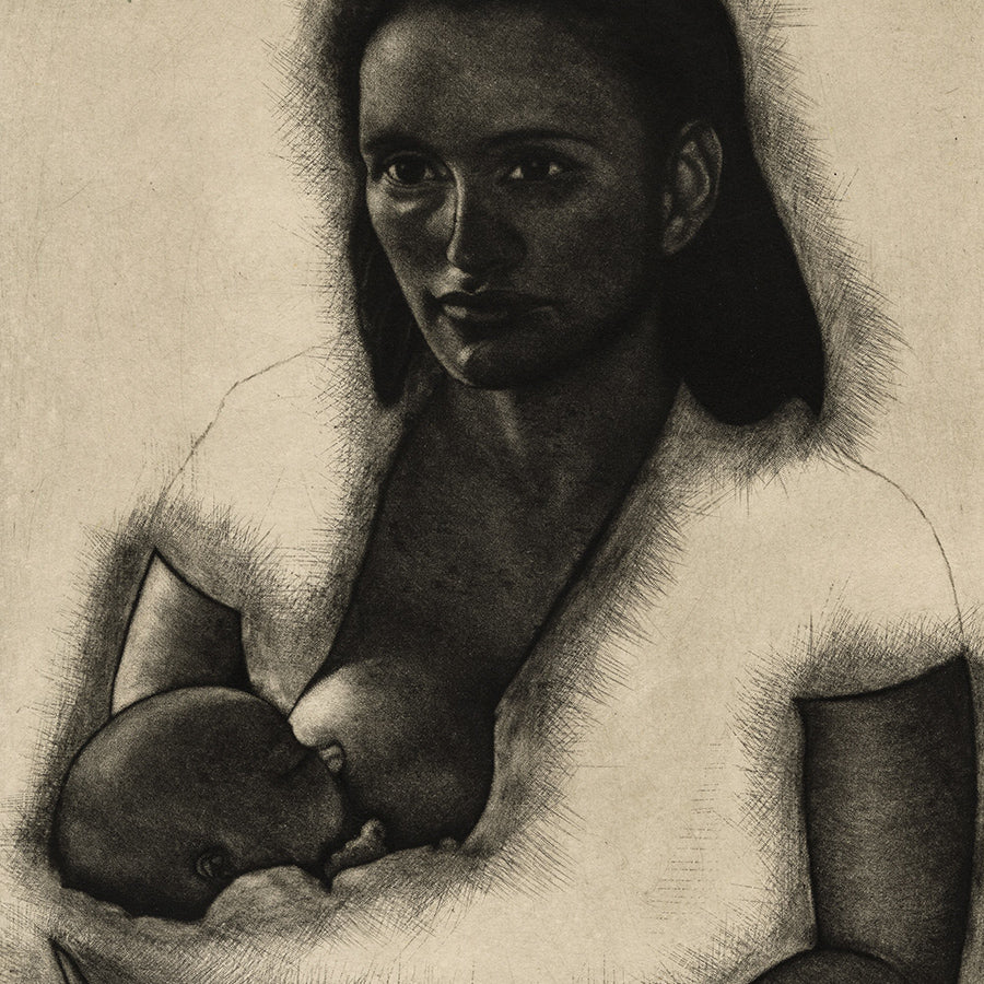 Guy Livingston Woolley - Modern Madonna - Mezzotint - 1949 - detail 