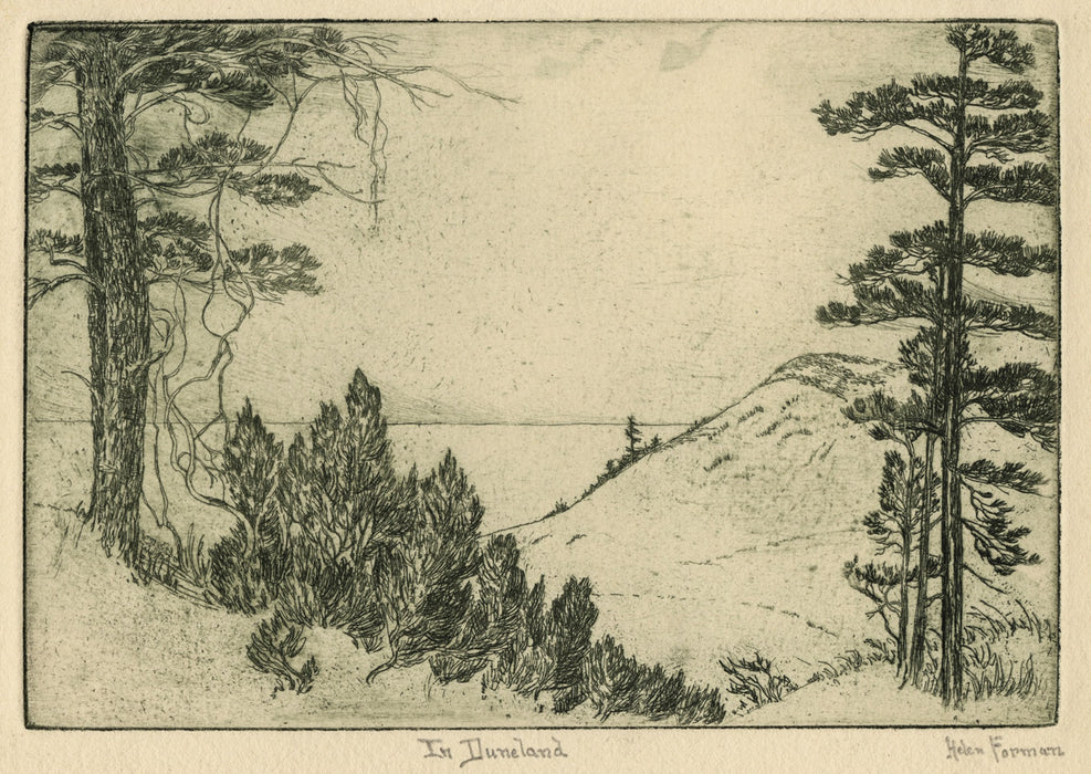 Helen Forman - In Duneland and East of Tremont - a pair of Etching 
