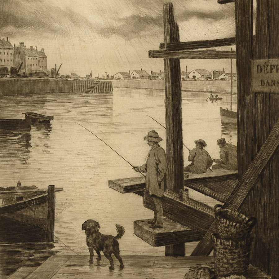 Henri GUERARD - Scaffolding on the Slipway in the Pollet Neighbourhood in Dieppe Échafaudages dans la Cale au Pollet, Dieppe - Etching (B)- detail