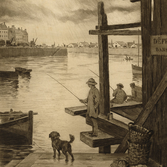 Henri GUERARD - Scaffolding on the Slipway in the Pollet Neighbourhood in Dieppe Échafaudages dans la Cale au Pollet, Dieppe - Etching (B)- detail