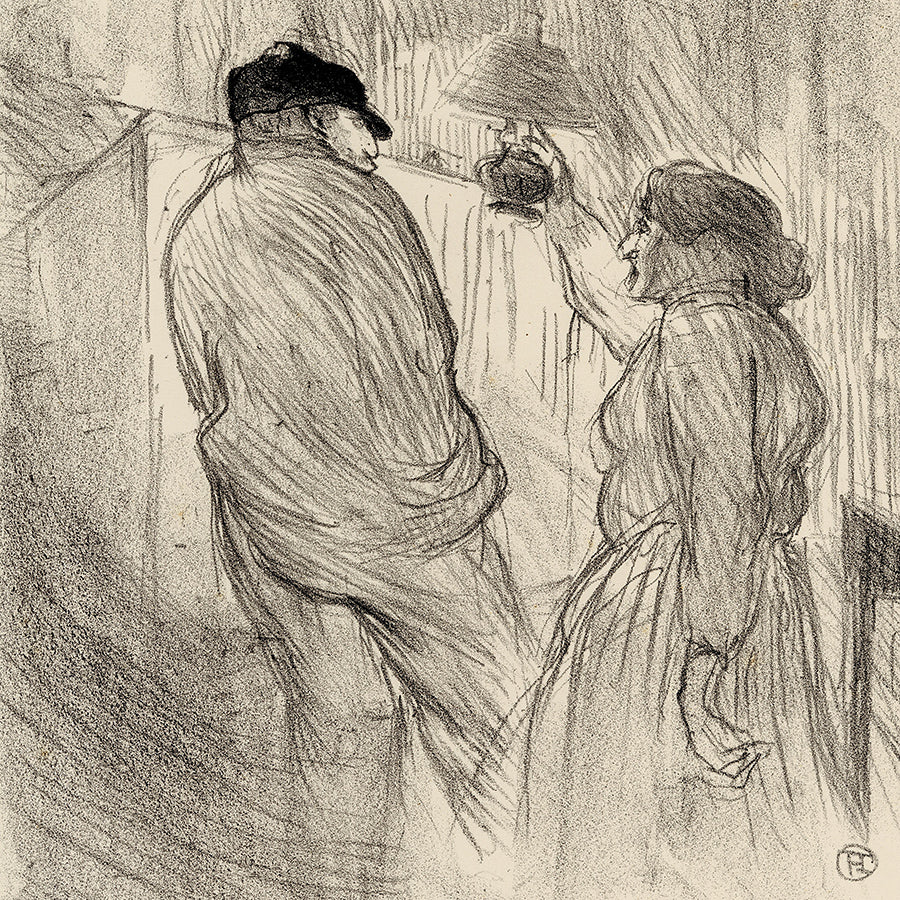 Henri de TOULOUSE-LAUTREC - Au Théâtre Libre - Antoine dans L’inquiétude - Lithograph - 1893 detail