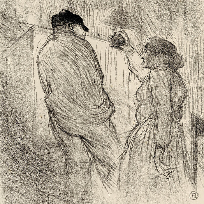 Henri de TOULOUSE-LAUTREC - Au Théâtre Libre - Antoine dans L’inquiétude - Lithograph - 1893 detail