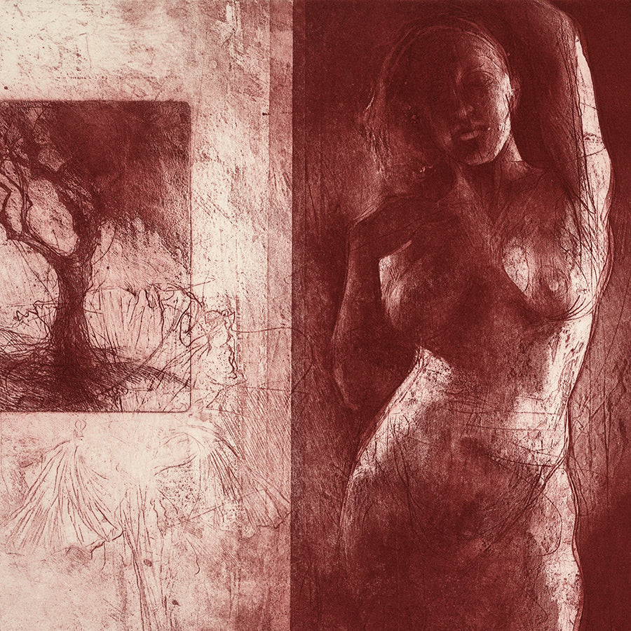 Jake Muirhead - The Return - Etching and aquatint in red ink - 2011 - detail
